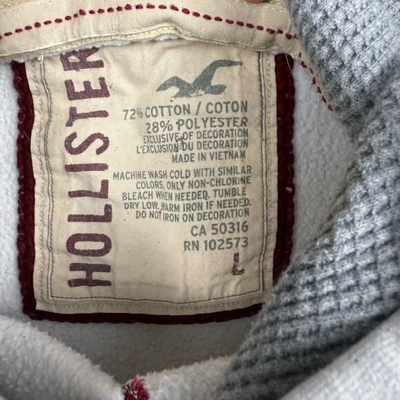 Logo Y2K Hollister Gray Logo Hoodie Size L Vtg 2000s Vibe Pullover Gray - Picture 4 of 5